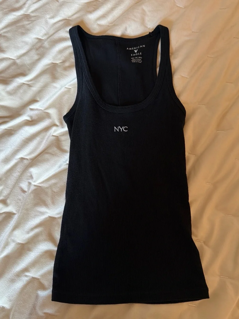 American Eagle Outfitters Black Ribbed NYC Tank Top